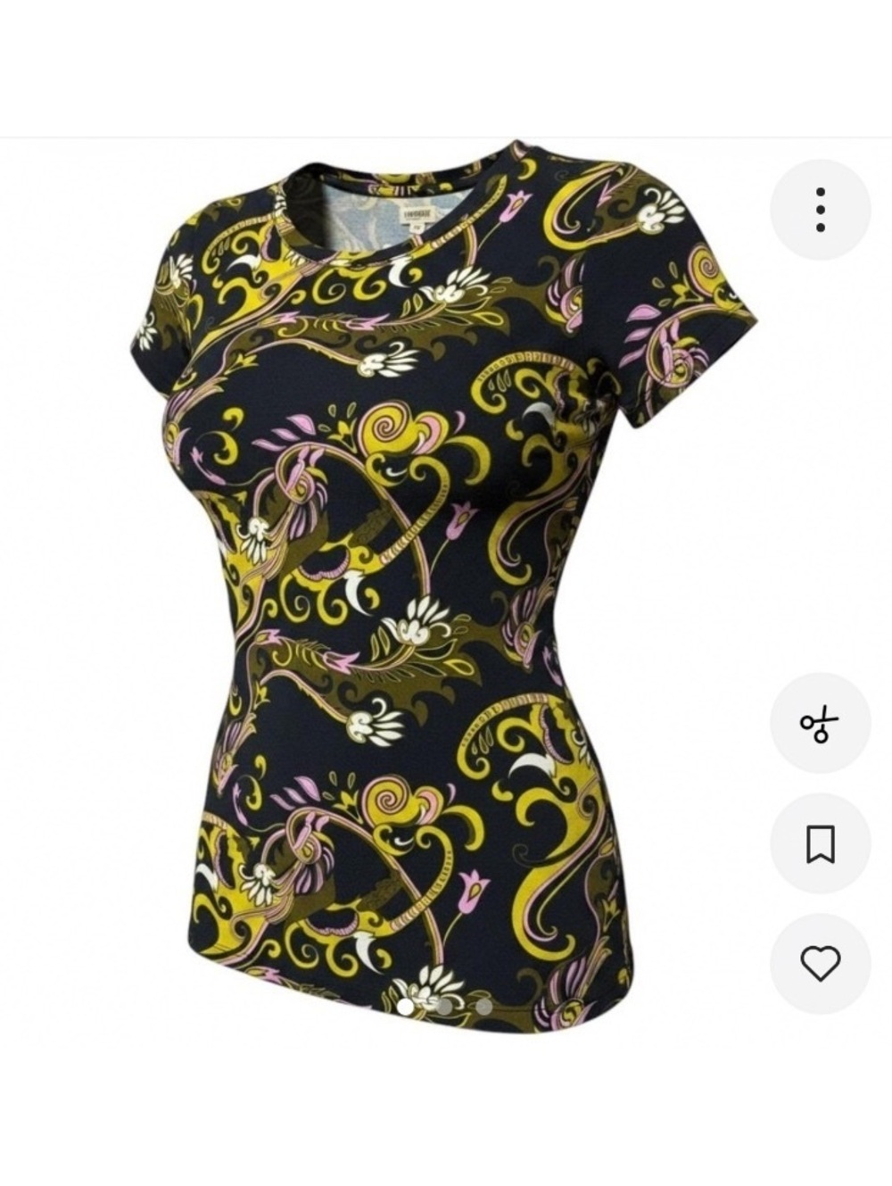 L’Agence Navy Paisley swirl spiral short sleeve tshirt Small stretch